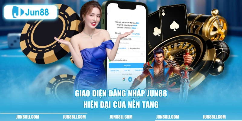 Giao diện đăng nhập Jun88 hiện đại của nền tảng